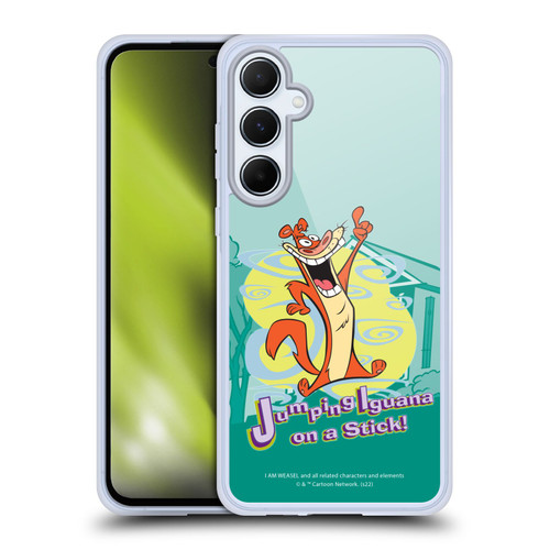 I Am Weasel. Graphics Jumping Iguana On A Stick Soft Gel Case for Samsung Galaxy A55 5G