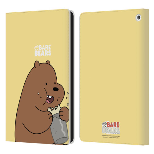 We Bare Bears Character Art Grizzly Leather Book Wallet Case Cover For Amazon Fire HD 8/Fire HD 8 Plus 2020