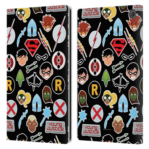 Young Justice Graphics Icons Leather Book Wallet Case Cover For Amazon Fire Max 11 2023