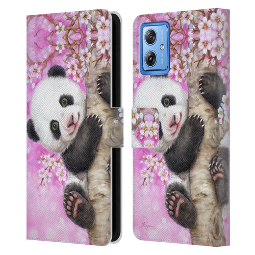 Kayomi Harai Animals And Fantasy Cherry Blossom Panda Leather Book Wallet Case Cover For Motorola Moto G54 5G