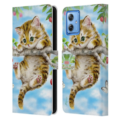 Kayomi Harai Animals And Fantasy Cherry Tree Kitten Leather Book Wallet Case Cover For Motorola Moto G54 5G