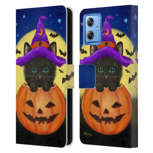 Kayomi Harai Animals And Fantasy Halloween With Cat Leather Book Wallet Case Cover For Motorola Moto G54 5G