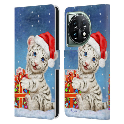 Kayomi Harai Animals And Fantasy White Tiger Christmas Gift Leather Book Wallet Case Cover For OnePlus 11 5G
