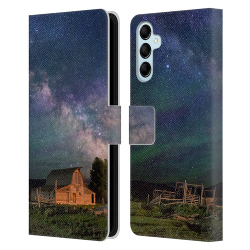 Royce Bair Nightscapes Grand Teton Barn Leather Book Wallet Case Cover For Samsung Galaxy M14 5G