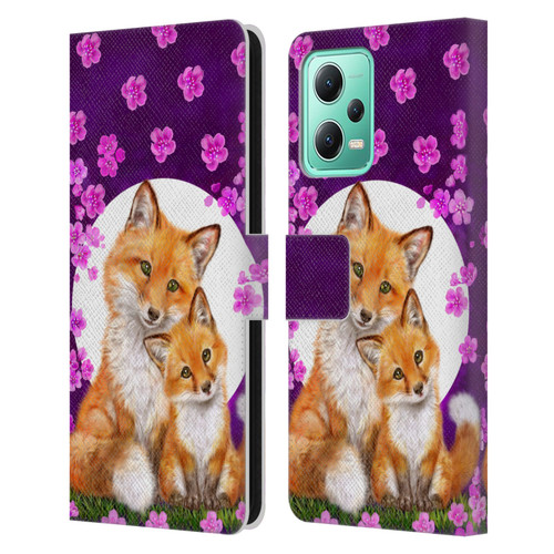 Kayomi Harai Animals And Fantasy Mother & Baby Fox Leather Book Wallet Case Cover For Xiaomi Redmi Note 12 5G