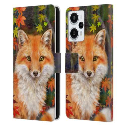 Kayomi Harai Animals And Fantasy Fox With Autumn Leaves Leather Book Wallet Case Cover For Xiaomi Redmi Note 12T