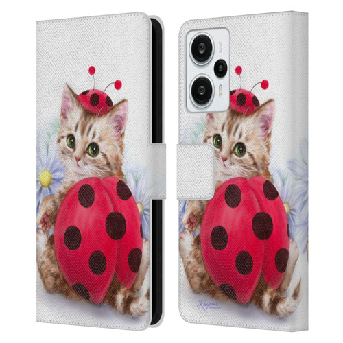 Kayomi Harai Animals And Fantasy Kitten Cat Lady Bug Leather Book Wallet Case Cover For Xiaomi Redmi Note 12T