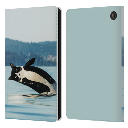 Pixelmated Animals Surreal Wildlife Orcat Leather Book Wallet Case Cover For Amazon Fire 7 2022