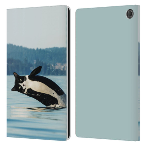 Pixelmated Animals Surreal Wildlife Orcat Leather Book Wallet Case Cover For Amazon Fire Max 11 2023