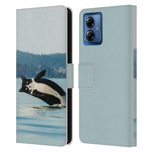 Pixelmated Animals Surreal Wildlife Orcat Leather Book Wallet Case Cover For Motorola Moto G14