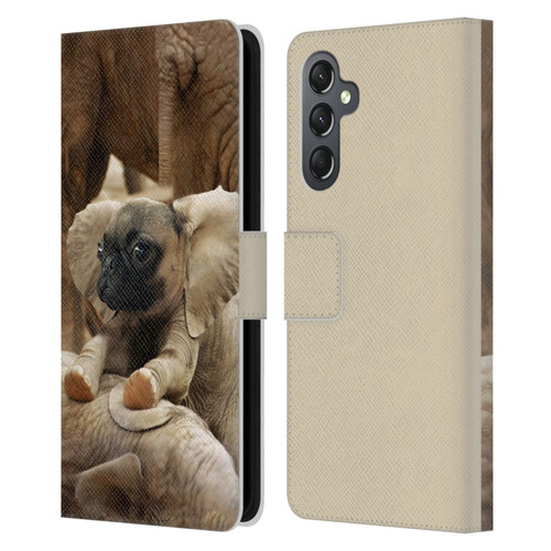 Pixelmated Animals Surreal Wildlife Pugephant Leather Book Wallet Case Cover For Samsung Galaxy A25 5G