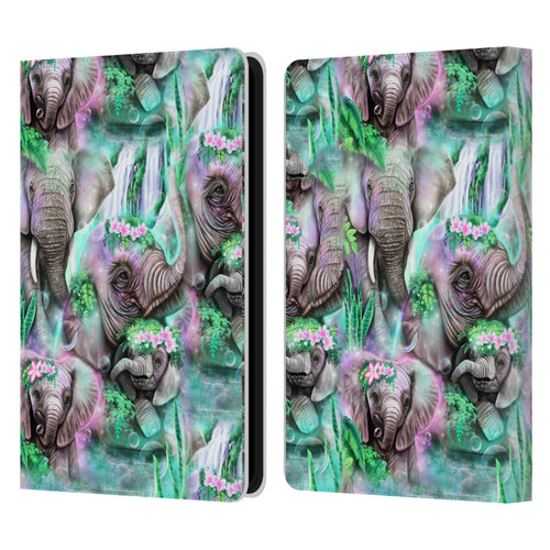 Sheena Pike Animals Daydream Elephants Lagoon Leather Book Wallet Case Cover For Amazon Kindle Paperwhite 5 (2021)