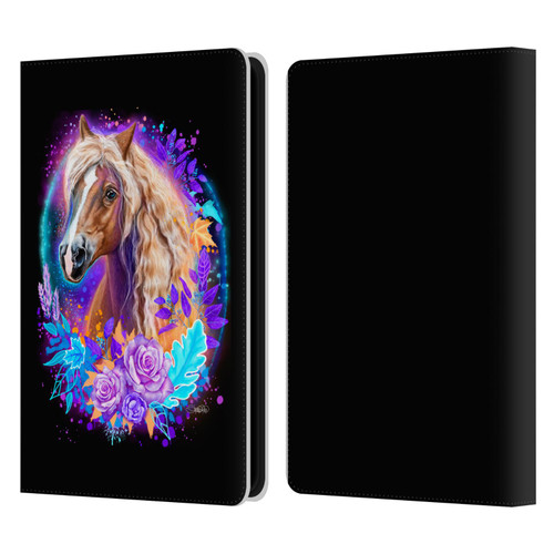 Sheena Pike Animals Purple Horse Spirit With Roses Leather Book Wallet Case Cover For Amazon Kindle Paperwhite 5 (2021)