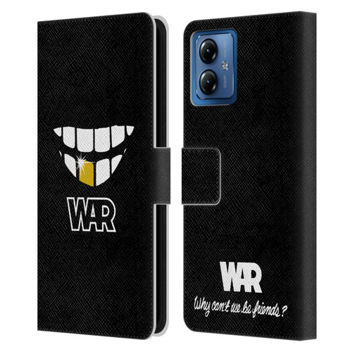 War Graphics Why Can't We Be Friends? Leather Book Wallet Case Cover For Motorola Moto G14