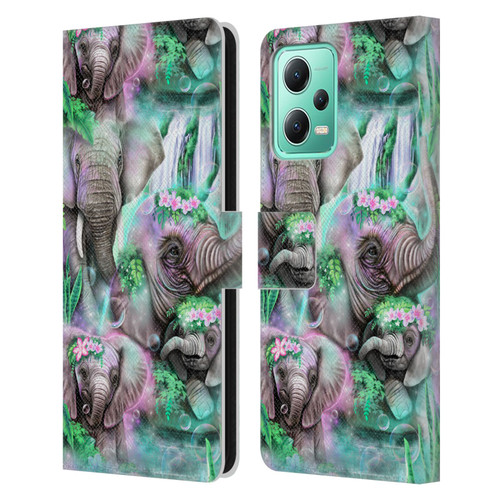 Sheena Pike Animals Daydream Elephants Lagoon Leather Book Wallet Case Cover For Xiaomi Redmi Note 12 5G