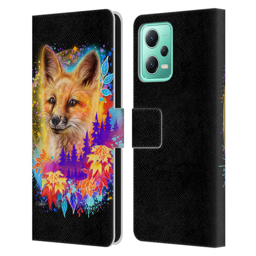 Sheena Pike Animals Red Fox Spirit & Autumn Leaves Leather Book Wallet Case Cover For Xiaomi Redmi Note 12 5G