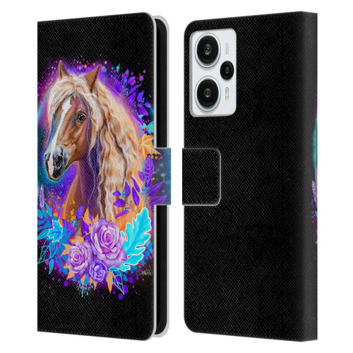 Sheena Pike Animals Purple Horse Spirit With Roses Leather Book Wallet Case Cover For Xiaomi Redmi Note 12T