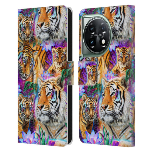 Sheena Pike Big Cats Daydream Tigers With Flowers Leather Book Wallet Case Cover For OnePlus 11 5G