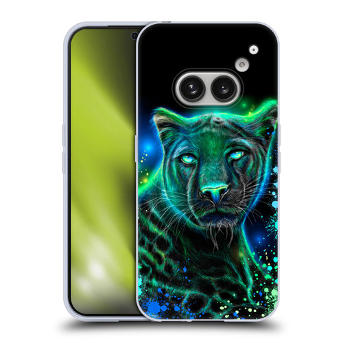 Sheena Pike Big Cats Neon Blue Green Panther Soft Gel Case for Nothing Phone (2a)