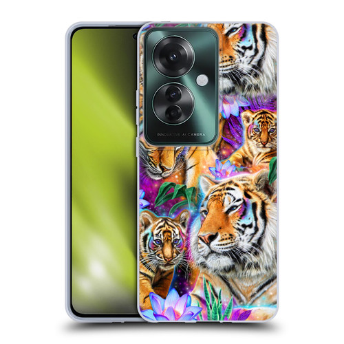 Sheena Pike Big Cats Daydream Tigers With Flowers Soft Gel Case for OPPO Reno11 F 5G / F25 Pro 5G