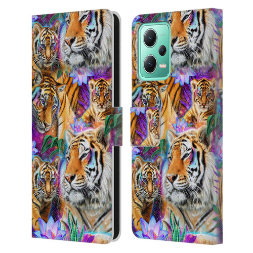 Sheena Pike Big Cats Daydream Tigers With Flowers Leather Book Wallet Case Cover For Xiaomi Redmi Note 12 5G
