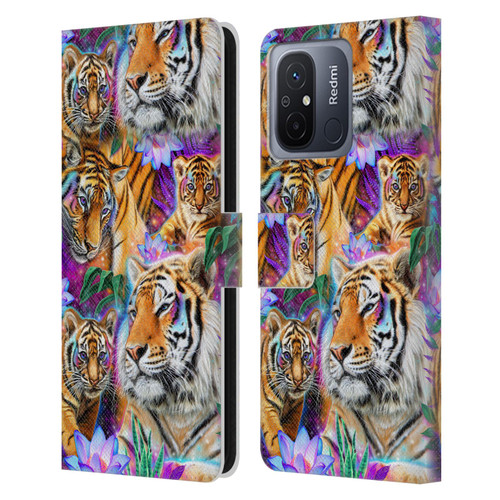 Sheena Pike Big Cats Daydream Tigers With Flowers Leather Book Wallet Case Cover For Xiaomi Redmi 12C