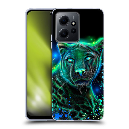 Sheena Pike Big Cats Neon Blue Green Panther Soft Gel Case for Xiaomi Redmi Note 12 4G