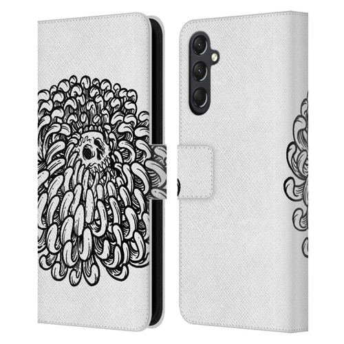 Matt Bailey Skull Flower Leather Book Wallet Case Cover For Samsung Galaxy A24 4G / M34 5G