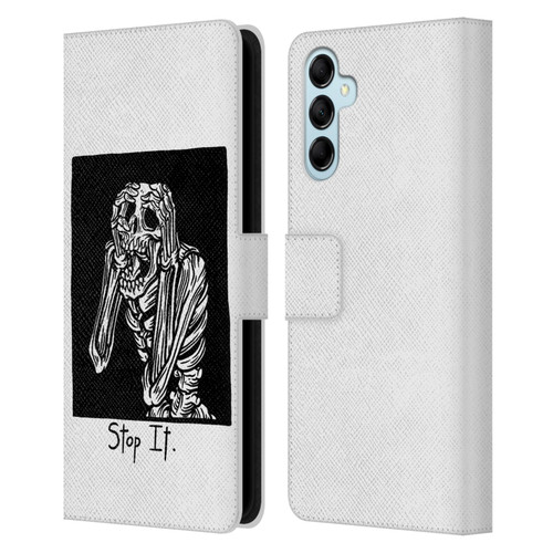 Matt Bailey Skull Stop It Leather Book Wallet Case Cover For Samsung Galaxy M14 5G