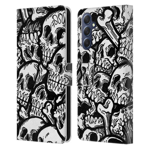 Matt Bailey Skull All Over Leather Book Wallet Case Cover For Samsung Galaxy M54 5G