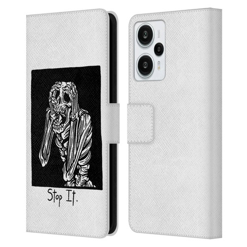 Matt Bailey Skull Stop It Leather Book Wallet Case Cover For Xiaomi Redmi Note 12T