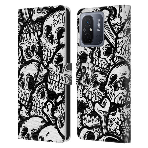 Matt Bailey Skull All Over Leather Book Wallet Case Cover For Xiaomi Redmi 12C