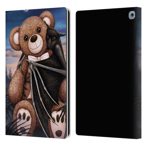 Sarah Richter Animals Bat Cuddling A Toy Bear Leather Book Wallet Case Cover For Amazon Fire HD 10 / Plus 2021