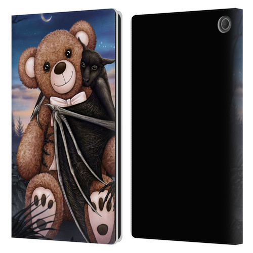 Sarah Richter Animals Bat Cuddling A Toy Bear Leather Book Wallet Case Cover For Amazon Fire Max 11 2023