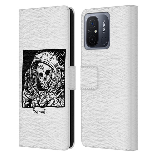 Matt Bailey Skull Burnout Leather Book Wallet Case Cover For Xiaomi Redmi 12C