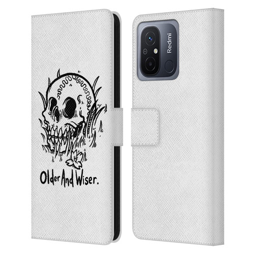 Matt Bailey Skull Older And Wiser Leather Book Wallet Case Cover For Xiaomi Redmi 12C