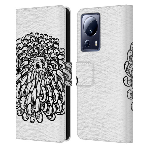 Matt Bailey Skull Flower Leather Book Wallet Case Cover For Xiaomi 13 Lite 5G