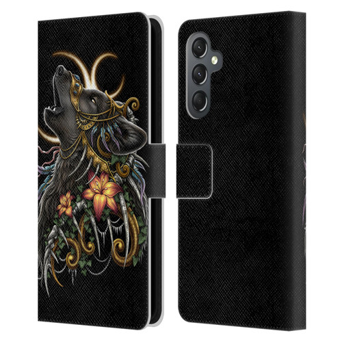 Sarah Richter Animals Gothic Black Howling Wolf Leather Book Wallet Case Cover For Samsung Galaxy A25 5G