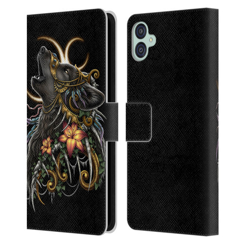 Sarah Richter Animals Gothic Black Howling Wolf Leather Book Wallet Case Cover For Samsung Galaxy M04 5G / A04e