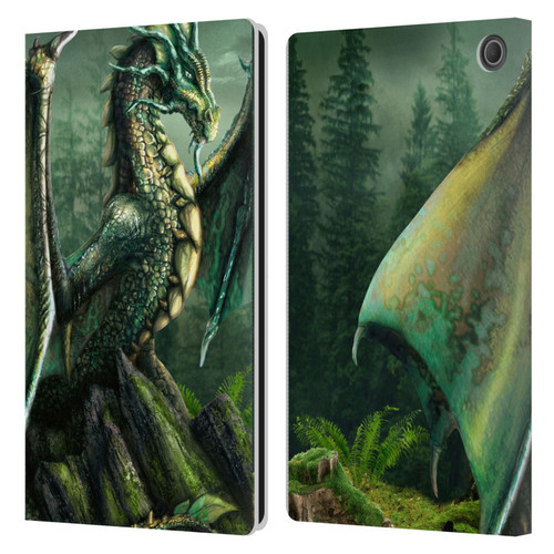 Sarah Richter Fantasy Creatures Green Nature Dragon Leather Book Wallet Case Cover For Amazon Fire Max 11 2023