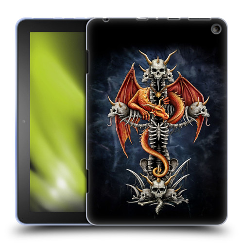 Sarah Richter Fantasy Creatures Red Dragon Guarding Bone Cross Soft Gel Case for Amazon Fire HD 8/Fire HD 8 Plus 2020