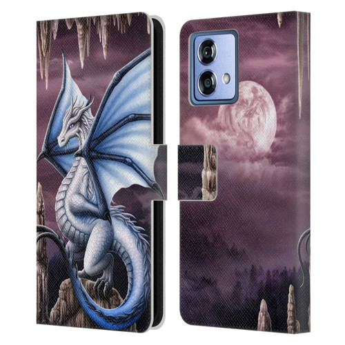 Sarah Richter Fantasy Creatures Blue Dragon Leather Book Wallet Case Cover For Motorola Moto G84 5G