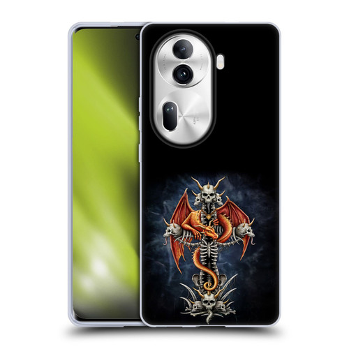 Sarah Richter Fantasy Creatures Red Dragon Guarding Bone Cross Soft Gel Case for OPPO Reno11 Pro