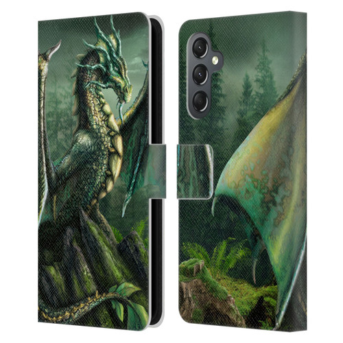 Sarah Richter Fantasy Creatures Green Nature Dragon Leather Book Wallet Case Cover For Samsung Galaxy A25 5G