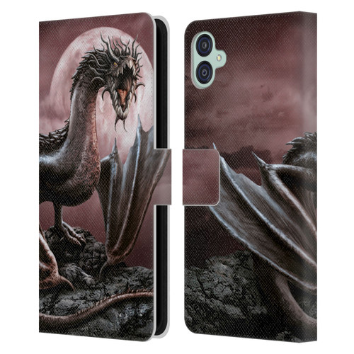 Sarah Richter Fantasy Creatures Black Dragon Roaring Leather Book Wallet Case Cover For Samsung Galaxy M04 5G / A04e