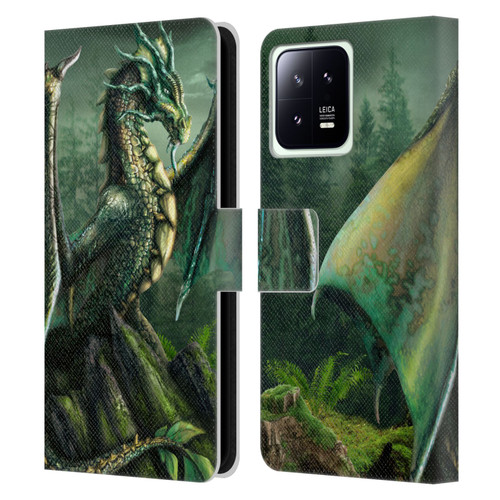 Sarah Richter Fantasy Creatures Green Nature Dragon Leather Book Wallet Case Cover For Xiaomi 13 5G