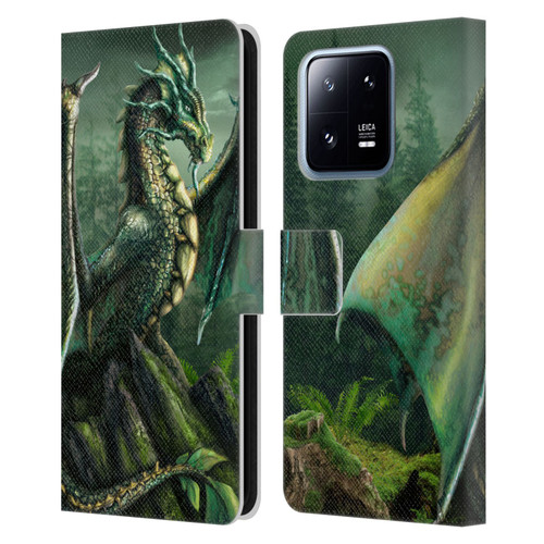 Sarah Richter Fantasy Creatures Green Nature Dragon Leather Book Wallet Case Cover For Xiaomi 13 Pro 5G