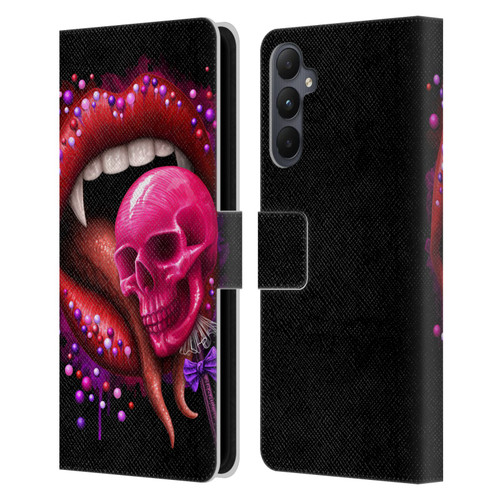 Sarah Richter Skulls Red Vampire Candy Lips Leather Book Wallet Case Cover For Samsung Galaxy A05s