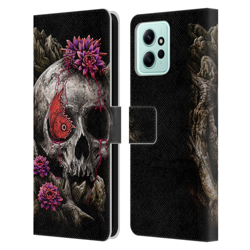 Sarah Richter Skulls Butterfly And Flowers Leather Book Wallet Case Cover For Xiaomi Redmi 12
