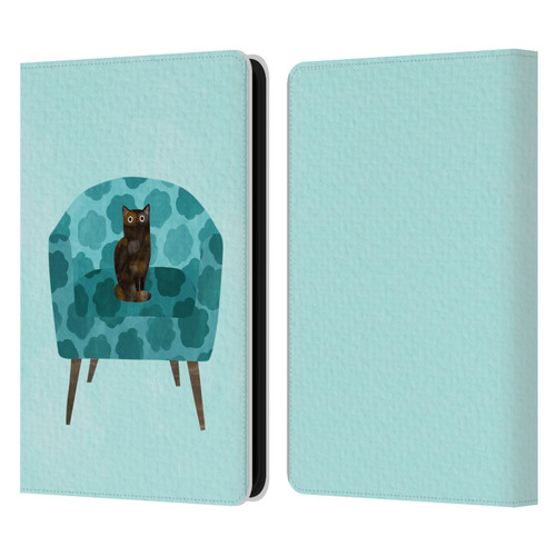 Planet Cat Arm Chair Teal Chair Cat Leather Book Wallet Case Cover For Amazon Kindle 11th Gen 6in 2022